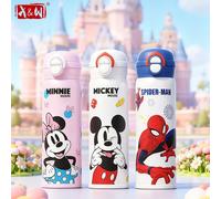 Bouteille isotherme en acier inoxydable X&W Disney Mickey pour enfants, tasse à paille portable à vide pour boissons chaudes et froides Mickey