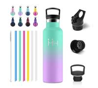 Bouteille Isotherme Enfant 500ml, Isolation À Double Paroi Sous Vide, Gourde avec en Paille, sans BPA, Étanche et Réutilisable, Gourde Sport pour Adultes, Voyage, Camping, Alpinisme, École, Jogging