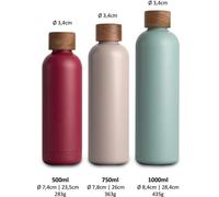 Bouteille isotherme Famanu de 500 ml avec couvercle en bois d'acacia - Bouteille d'eau isolée, étanche et résistante aux boissons gazeuses