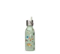Qwetch Bouteille isotherme Kids Honolulu Inox double paroi 350 ml Bouchon sport Vert tilleul