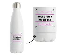 Bouteille Isotherme La meilleure Secretaire medicale au monde 2 - Bottle - Idée Bouteille Isotherme Cadeau Anniversaire Fête Original Famille Travail Départ Collègue Retraite Noël.