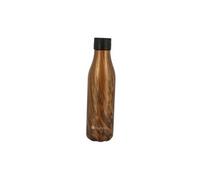 LES ARTISTES Paris A-2234 Bottle'Up, 750 ml, Bouteille isotherme, Gourde isotherme sans BPA, Réutilisable, Garde au chaud 12h et au froid 24h, Acier Inoxydable, Design Wood