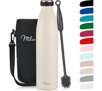 Bouteille isotherme Milu 1000 ml Bouteille isotherme en acier inoxydable Thermos Bouteille isotherme à double paroi étanche pour boissons chaudes et froides (crème)