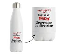 Bouteille Isotherme Priorite N1 dans ma vie C'est ma Secretaire de direction - Bottle - Idée Bouteille Isotherme Cadeau Anniversaire Fête Original Famille Travail Départ Collègue Retraite Noël.