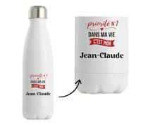 Bouteille Isotherme Priorite N1 dans ma vie C'est mon Jean-Claude - Bottle - Idée Bouteille Isotherme Cadeau Anniversaire Fête Original Famille Travail Départ Collègue Retraite Noël.