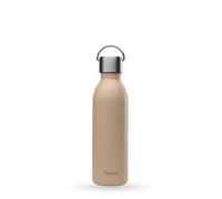Qwetch Bouteille isotherme Active – double paroi inox, anse, 24h froid/12h chaud – Beige 600 ml