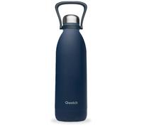 Qwetch Bouteille isotherme TITAN – double paroi en inox, poignée, 1,5 L, Granit bleu nuit
