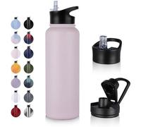 Bouteille isotherme RVS 1,2 L avec cordon en fibre de verre, étanche, adaptée aux boissons acides, sans BPA (+ 2 couvercles), à double paroi sous vide, idéale pour le sport, les voyages, le camping, l