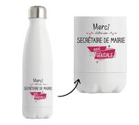 Bouteille Isotherme Secrétaire de Mairie Géniale | Gourde Réutilisable Cadeau Collègue, Départ Retraite