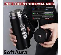 Bouteille isotherme SoftAura en acier inoxydable avec affichage LED de la température, 500 ml - 1 L, flasque sous vide SUS304, tasse portable, Nouveauté 2026 Blue