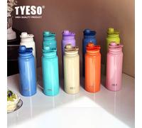 Bouteille isotherme TYESO pour voiture, gourde isolée, gobelet à eau pour les sports de plein air, les voyages, flacons sous vide, tasse thermique en acier inoxydable Orange
