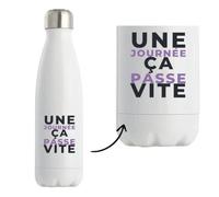 Bouteille Isotherme Une Journee Ca Passe Vite - Bottle - Idée Bouteille Isotherme Cadeau Anniversaire Fête Original Famille Travail Départ Collègue Retraite Noël. - Bleu&Violet - 1