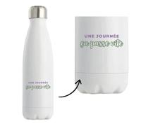 Bouteille Isotherme Une Journee Ca Passe Vite - Bottle - Idée Bouteille Isotherme Cadeau Anniversaire Fête Original Famille Travail Départ Collègue Retraite Noël. - Violet&Vert - 2