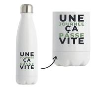 Bouteille Isotherme Une Journee Ca Passe Vite - Bottle - Idée Bouteille Isotherme Cadeau Anniversaire Fête Original Famille Travail Départ Collègue Retraite Noël. - Bleu&Vert - 1