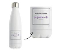 Bouteille Isotherme Une Journee Ca Passe Vite - Bottle - Idée Bouteille Isotherme Cadeau Anniversaire Fête Original Famille Travail Départ Collègue Retraite Noël. - Bleu&Violet - 3