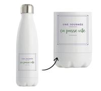 Bouteille Isotherme Une Journee Ca Passe Vite - Bottle - Idée Bouteille Isotherme Cadeau Anniversaire Fête Original Famille Travail Départ Collègue Retraite Noël. - Violet&Vert - 3