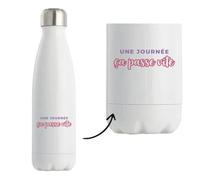 Bouteille Isotherme Une Journee Ca Passe Vite - Bottle - Idée Bouteille Isotherme Cadeau Anniversaire Fête Original Famille Travail Départ Collègue Retraite Noël. - Violet&Rose - 2