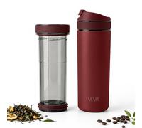 Bouteille isotherme VIVA Recharge pour la fête des pères, cadeau pour papa, 473 ml (16 oz), en acier inoxydable, avec infuseur, pour thé et café chauds et froids - Canneberge