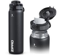 Bouteille Isotherme - ZIPRO - 1000ml - Acier Inoxydable - Étanche - Double Paroi - Noir