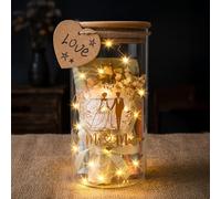 bouteille lumineuse pour couple，LED Lumières，Cadeau de mariage - Bouteille lumineuse porte-bonheur pour couple de mariés (Mr & Mrs WITH FLOWERS)