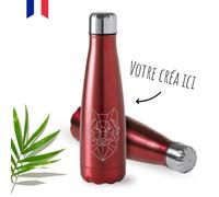 Bouteille thermos 60cl ROUGE métallisée - Gourde isotherme personnalisable avec Prénom & Logo [ Gourde sport isotherme ]