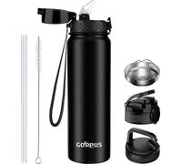 Bouteille thermos à double paroi avec paille 1L en acier inoxydable anti-fuite Bouteille d'eau