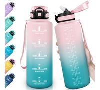 Bouteille Unyqoos® de 1,5 L avec paille anti-fuite, indicateur de temps, fabriquée en copolyester de qualité alimentaire, équipée d'une sangle de transport, utilisable de -10°C à 80°C, et adaptée aux