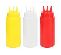 Bouteilles à Condiments à Presser, Bouteille Distributrice De Sauce, Récipient à Vinaigrette, 3 Pièces Bouteille à Condiments à 3 Trous Avec Couvercle Pour Vinaigrette, Sauces, Ketchup