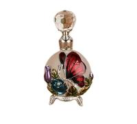 Bouteilles de parfum en cristal, 25 ml, bouteille de parfum rétro en verre avec motif papillon antique, flacon distributeur d'huile essentielle (rouge)