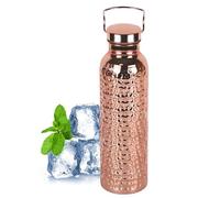 Bouteilles d'eau en cuivre - 800 ml - Bouteille d'eau portable isotherme - Design robuste - Avantage en acier inoxydable - Bouteille en cuivre pour camping, randonnée, voyage, extérieur, intérieur