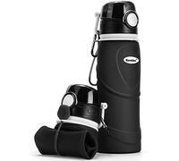 Bouteilles d'eau Pliables en Silicone de Kemier 750 mL, Sans BPA, Approuvées par La FDA. Bouteilles d'eau Pliables Pouvant s’Enrouler Pour Sports et Plein Air, étanches et à l'épreuve Des Fuites(Noir)