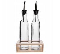 ORION Lot de 2 bouteilles de vinaigre et d'huile avec support