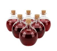 Relaxdays Bouteilles verre 6 pcs, 260 ml, bouchons liège, pour huile, vinaigre, épices, déco DIY, liqueurs transparentes