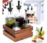 Bouteilles huile et vinaigre avec salière poivrière - Sans Marque - Ensemble 5 pièces - Design élégant