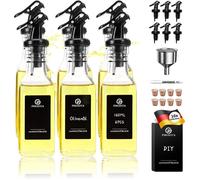 Bouteilles huile & vinaigre en verre - HOME SAFETY - Kit 6 pièces - 160 ml - Bec verseur anti-goutte - Entonnoir inox