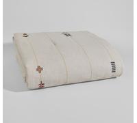Boutis en coton écru et broderies multicolores, 100x200 cm 100x200cm Blanc