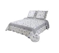 Boutis Patchwork Blanc Phuket - 230x250 cm - Boutis 2 places avec 2 taies 65x65cm - Couvre lit matelassé - Autrefois