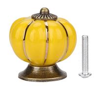 Bouton Ceramique Meuble, 40 mm Boutons de placard en céramique en forme de citrouille, Bouton de Porte Rond Vintage Style européen 8 couleurs, Pour Maison, Bureau, Armoire, Tiroirs et Placard Jaune