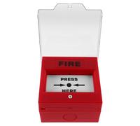 Bouton D’Alarme Incendie Manuel 10,5x9,5x5,5cm Rouge, à Double Voyant | Commande Électrique, Panneaux de Contrôle, Sortie de Secours, Boîtier Plastique Capot Protecteur, Couloirs