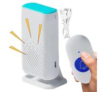 Bouton d'appel sans fil - Alarme SOS de 8,5 x 4,5 x 2 cm, 4 niveaux de volume, portée radio de 30 à 50 m, matériau ABS, bouton inclus, support, corde, anneau, câble de charge, aide d'urgence fiable