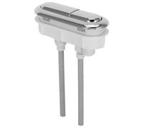 Bouton de Chasse d'Eau Double Ovale Réglable pour Réservoir toilettes | Plastique ABS Argenté, Tige 9,5cm, Montage, pour Cuve à Double Chasse et Entretien