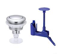 Bouton de chasse d'eau en ABS pour réservoir de toilettes avec support à simple pression et disque rotatif pour s'adapter aux tuyaux de trop-plein de 38 mm, 48 mm et 58 mm (chromé)