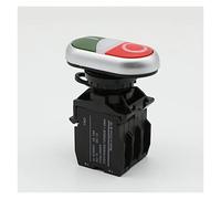 Bouton de commutation de commande d'alimentation 22 mm lumineux double tête momentanée à bouton-poussoir 12 V 24 V 220 V lampe LED argent contact ressort de rappel 1NO1NC interrupteur LAK42 (taille :