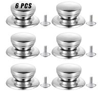 Bouton de Couvercle en Acier Inoxydable 6 PCS poignée de couvercle remplacement Boutons De Couvercle De Marmite Poignée de Bouton de Couvercle de Casserole Acier Inox Universel Résistant À La Chaleur