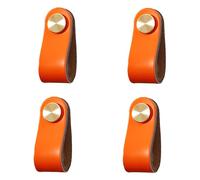Bouton De Meuble 4 Pièces Armoire Porte Couleur Cuir Poignée Anti-Collision Mignon Armoire Armoire Tiroir Poignée En Cuir Orange Monotrou
