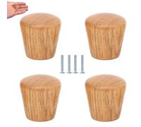 Bouton De Meuble 4 Pièces Boutons Et Poignées En Bois Massif Mini Poignée Armoire Tiroir Rond Petite Poignée,Chêne,22 * 20mm Plat