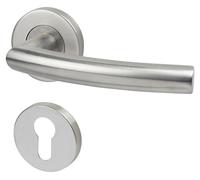 Bouton de porte avec rosace pour cylindre de profil, en acier inoxydable 304, finition brossée, réglable