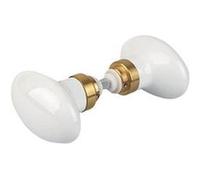 Bouton de porte double ALPERTEC 5379005C blanc poli alu carré 6/7 mm extérieur 75 mm Blanc