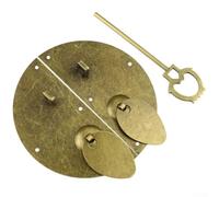 Bouton de porte en laiton antique et fer - Dynastie chinoise rétro avec loquet de verrouillage pour meubles, diamètre 100 mm