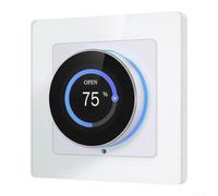 Bouton de rideau intelligent WiFi, avec anneau lumineux d'ambiance RVB pour application Tuya Intégration à distance Fonction minuterie LCD Blanc